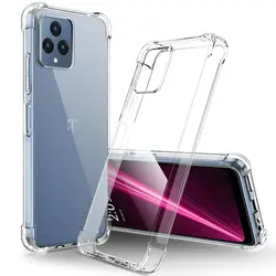 Flexible Transparent Shockproof TPU Phone Case with Airbag Protective Cover for Revvl 6x 5G (Transparent)