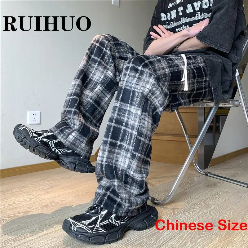 

Plaid Man Clothes for Men Sweatpants Male Men's Overalls Pants Mens Trousers Sweatpant Harajuku Korean 3XL 2023 Spring