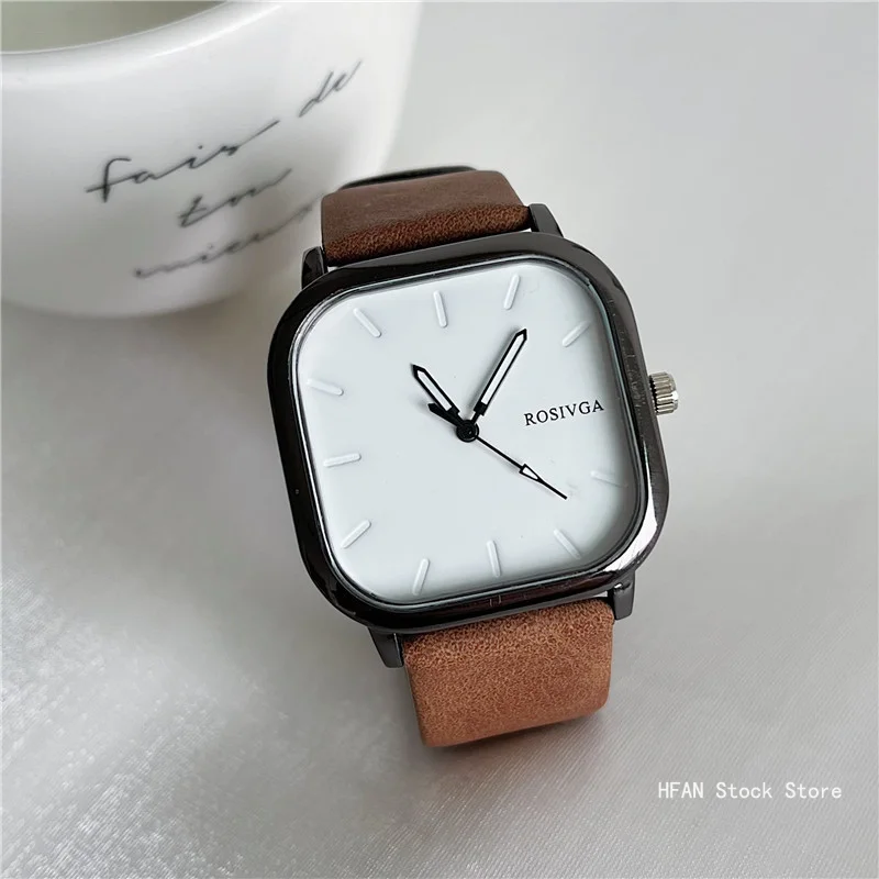 

Fashion Watch Simple Square Dial PU Leather Quartz Men Business Watch Wristwatch for Men Clock for Women Montre Homme