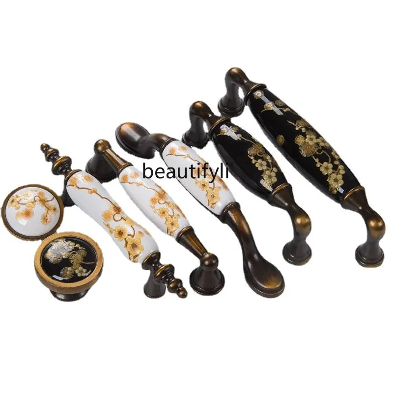 

American-Style Ceramic Cabinet Door Handle Modern Minimalist Chinese Style Drawer Handle Nordic Cabinet Handle