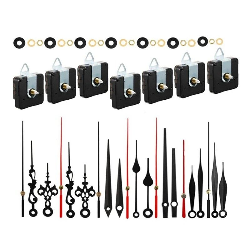 7 Sets Quartz Clock Movement Mechanism, Silent Short Shaft Clock Mechanisms With Hands, Wall Mechanism Parts