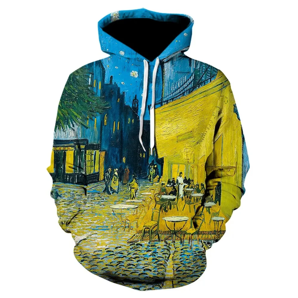 thumbnail image 1 of Sudadera con capucha con estampado 3D de pintura al óleo de Van Gogh con noche estrellada para mujeres y hombres, sudaderas holgadas de gran tamaño para hombres, sudaderas para hombres, 1 of 5