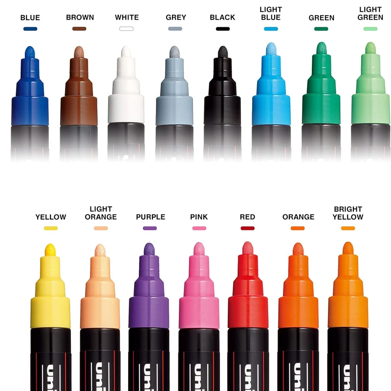 Uni PC-3M 15 colors set POSCA paint marker pen acrylic water-based art painting POSCA markers fabric leather glass wood DIY