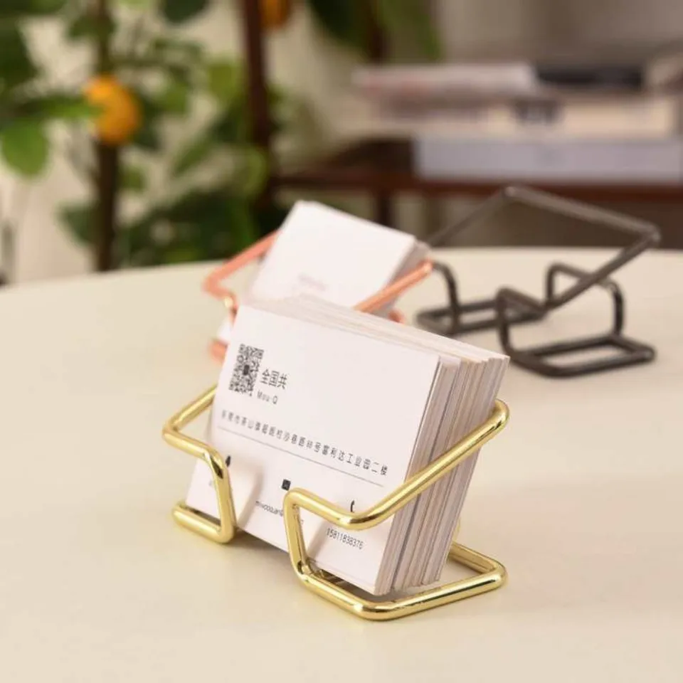 Accessoire Bureau Design Porte-cartes De Visite Métal Doré - Support Bureau élégant | Organisateur Cartes De Visite Pour Professionnels Fourniture Bureau
