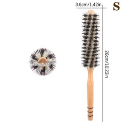 Premium Natural Boar Bristle Round Hair Brush (S)