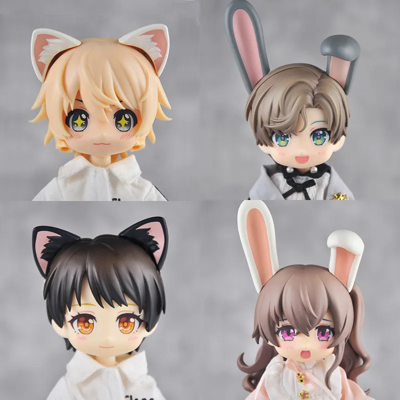 OB11 Doll Magnet black Cat's ears White Rabbit Ears Replacement Head Accessories For Nendoroids, Obitsu 11, Gsc Head, 1/12 Bjd 2