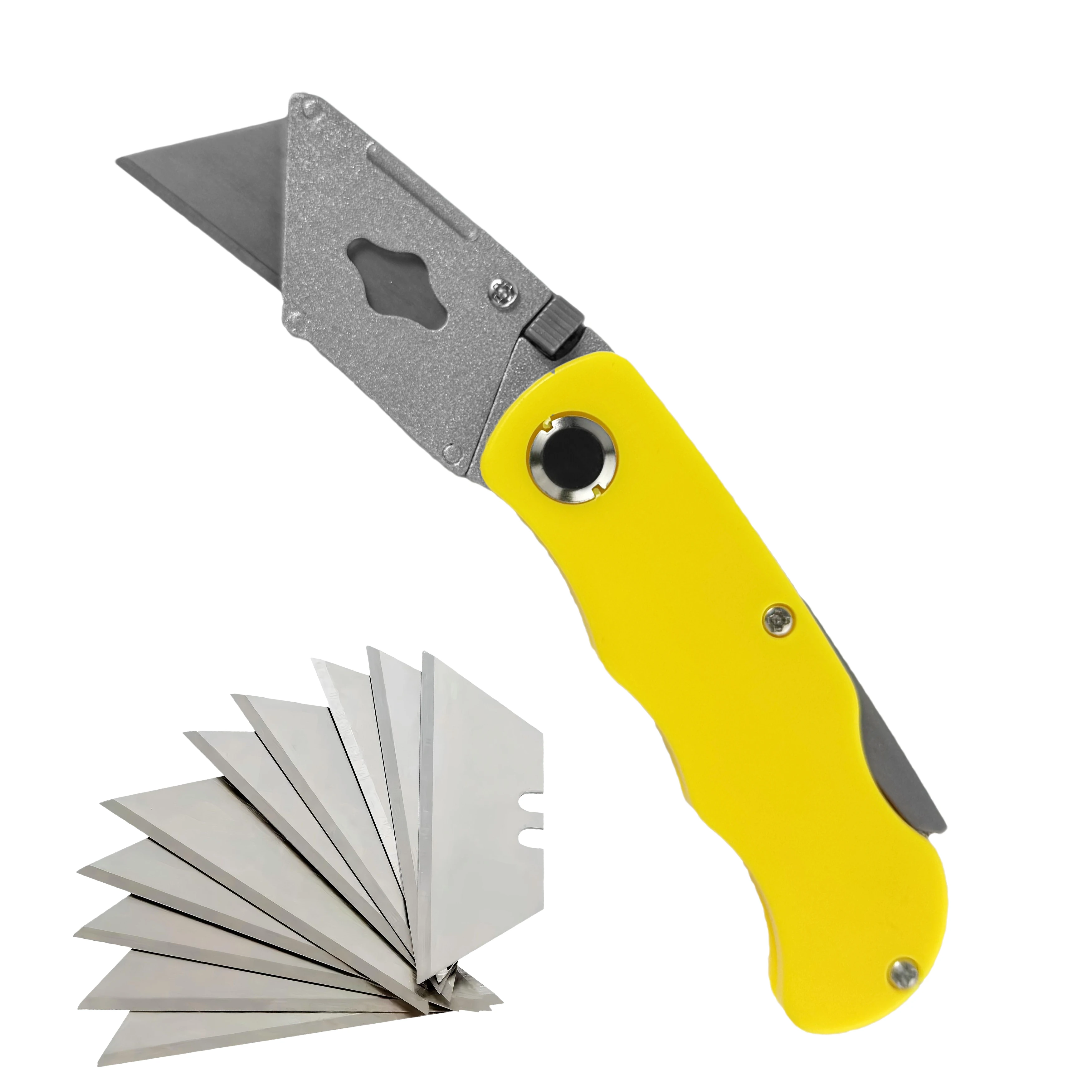 Klappbares Kunstmesser – 10 Klingen, Kastenöffner, Bürobedarf, Tapetenmesser, multifunktionales Klappmesser, Allzweckmesser