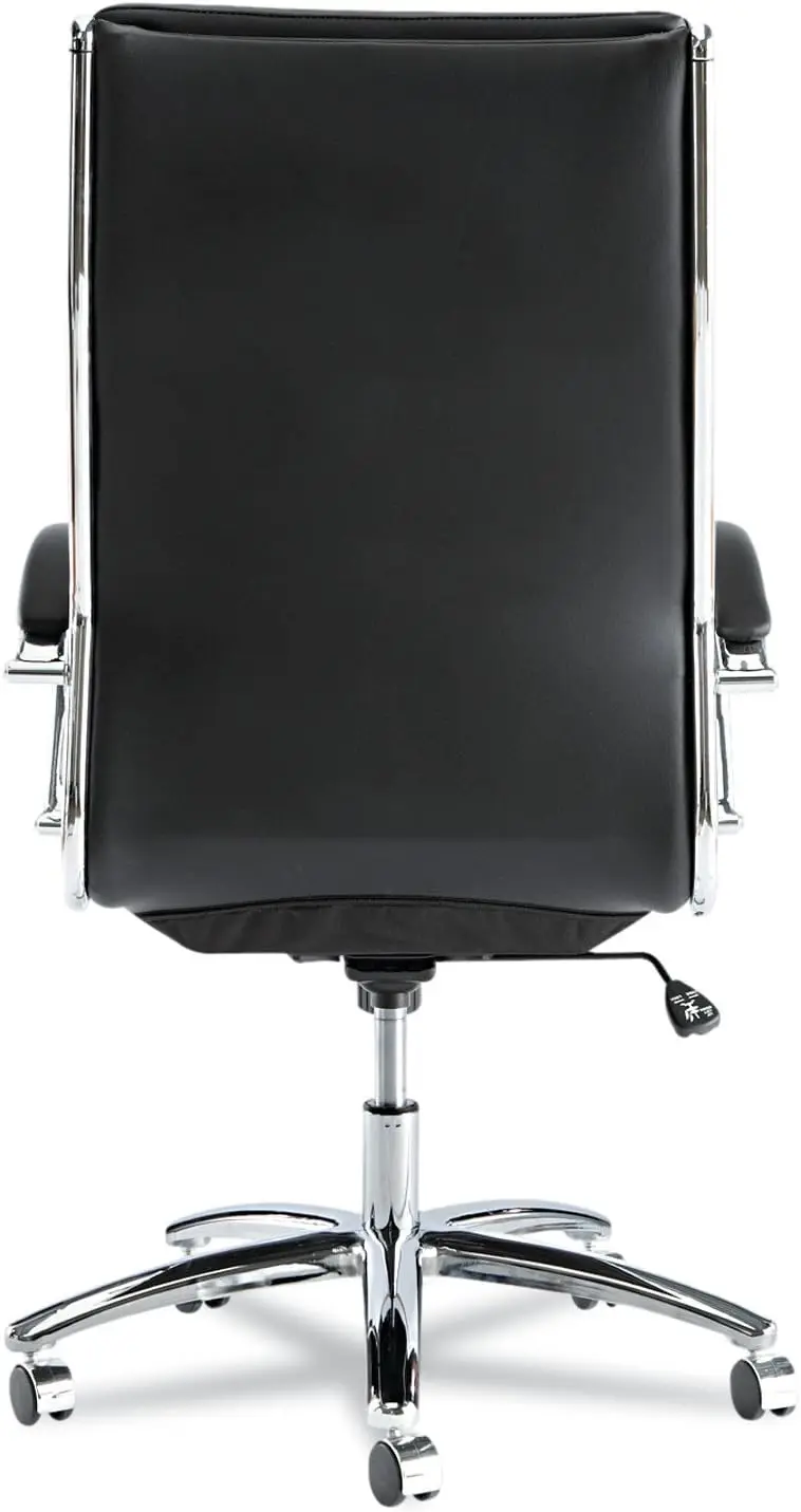 ALENR4119 Neratoli Series High-Back Slim Leather Chair - Black/Chrome 6