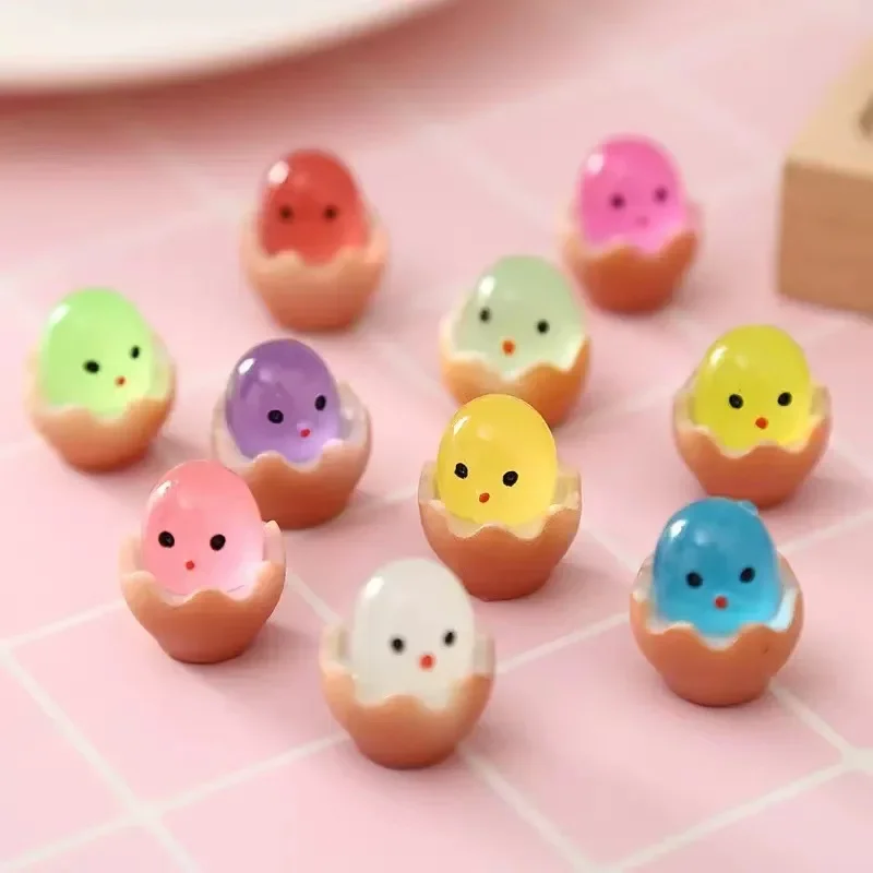 5-20PCS Luminous Resin Eggs Miniatures Birth Egg Glow At Night Fairy Garden DIY Accessories Mini Figurines Desk Decoration Toys, resin toy accessories