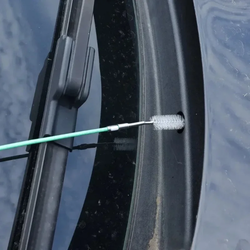 Andibro Spazzola a filo lungo per auto, 1,5 m/59 pollici Spazzola per la pulizia dello scarico del tetto apribile Auto Pulitore del foro di scarico Strumento di pulizia in nylon flessibile Tubo