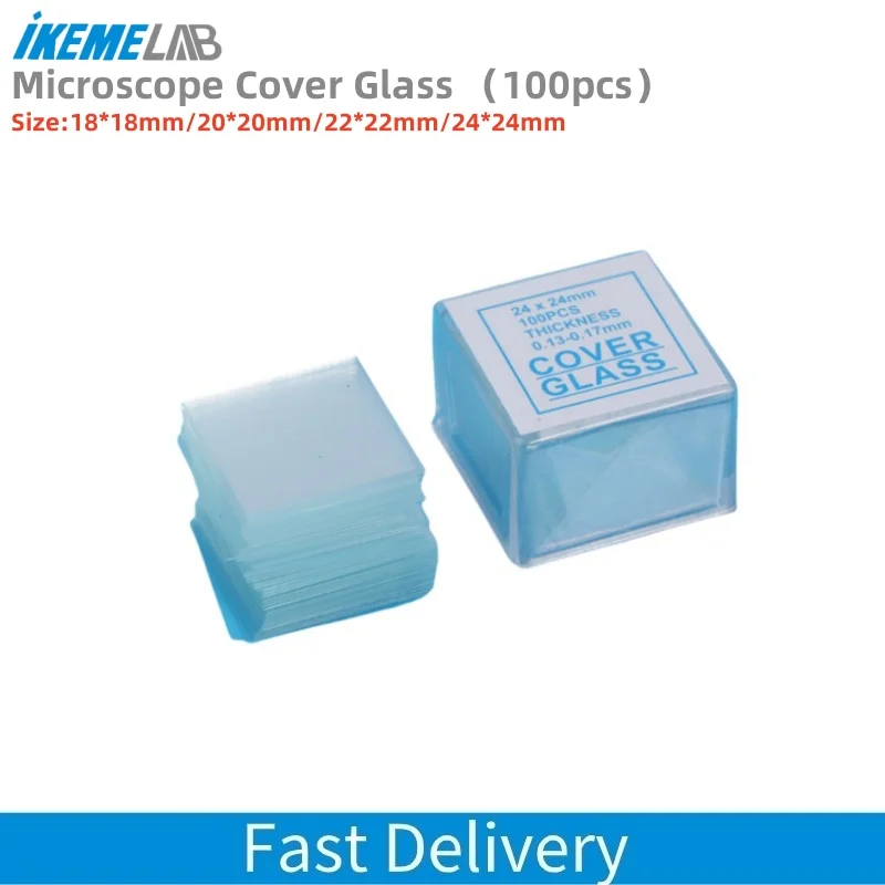 IKEME 100pcs Square Microscope Cover Glass 18x18 20x20 22x22 24x24mm ...