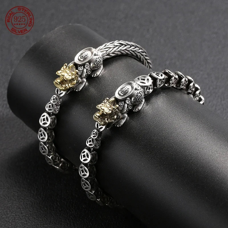 The new S925 sterling silver handwoven brave bracelet men and women trend retro national wind ornaments to send boyfriend