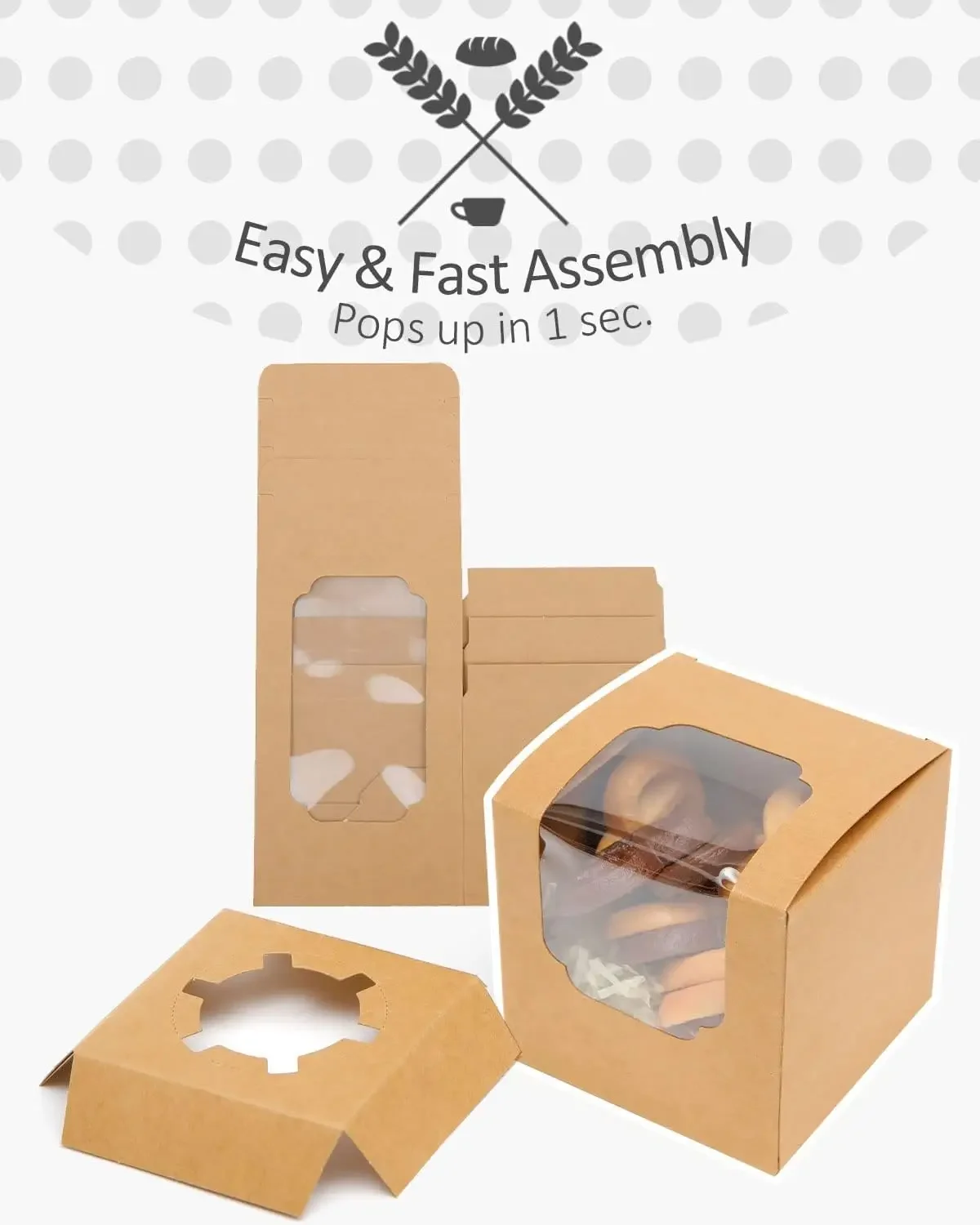 10/20/30pcs Single Cupcake Boxes with Insert and Clear Window, Foldable Paper Muffin Co... - SKU SCIW1131 - UGI Packaging