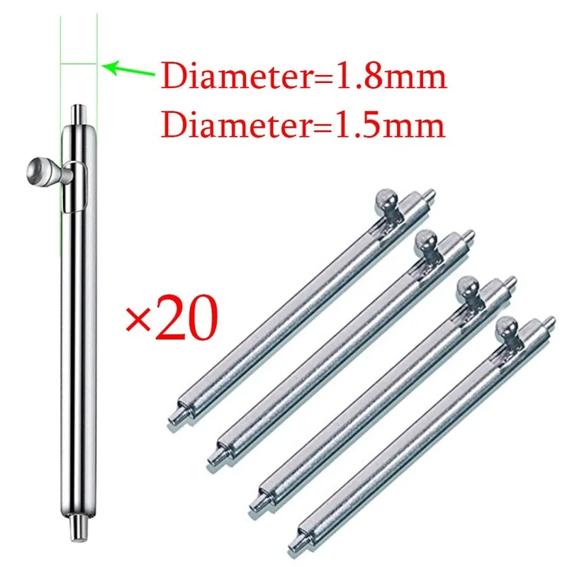 Quick Release Stainless Steel Watch Band Spring Bars - 20pcs, Multiple Sizes
