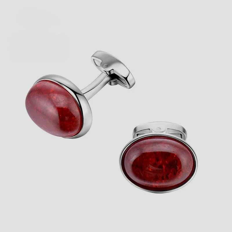 High End Natural Stone Metal Cufflinks for Men and Women's Business Casual Shirt Buttons Fashionable Wedding Jewelry Accessories