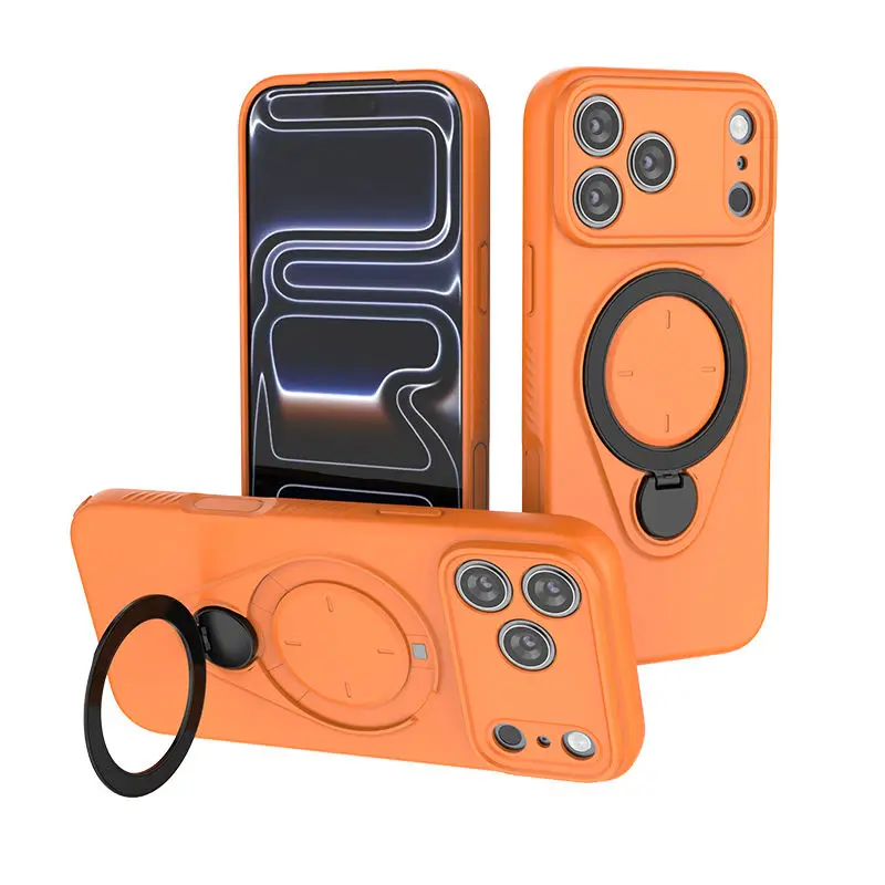 Magnetic TPU Phone Case with 360° Rotating Kickstand and Ring Holder