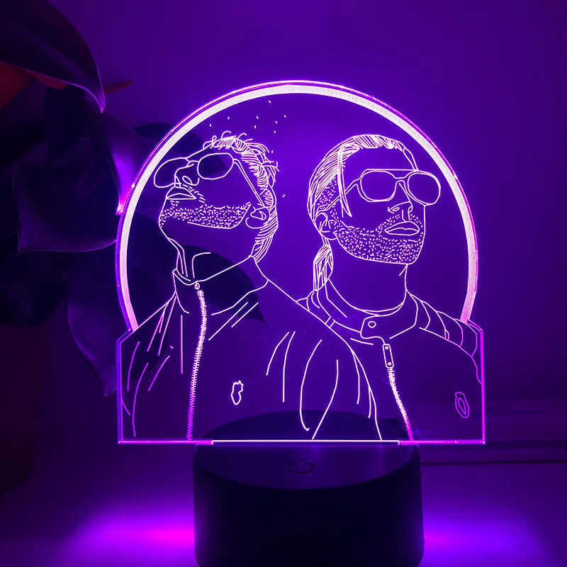 night lamp 3D LED Night Light French Rap Group PNL Home Decor Bedroom Cartoon Table 16Color Changing Touch Lamp For Fans Gifts Light motion sensor night light