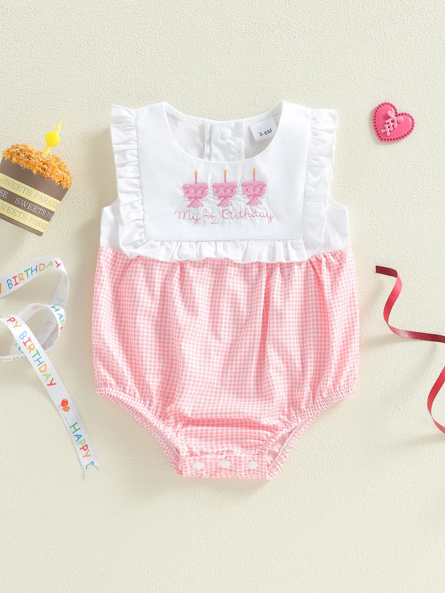 Stylish Toddler Girls Floral Print Sleeveless Romper with Bowknot Detail and Ruffle Trim for Birthday Party Outfit