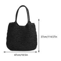 Sac à main en paille pour femmes, fourre-tout de grande capacité, vintage, initié, solide, simple, tissage, été, 03 6