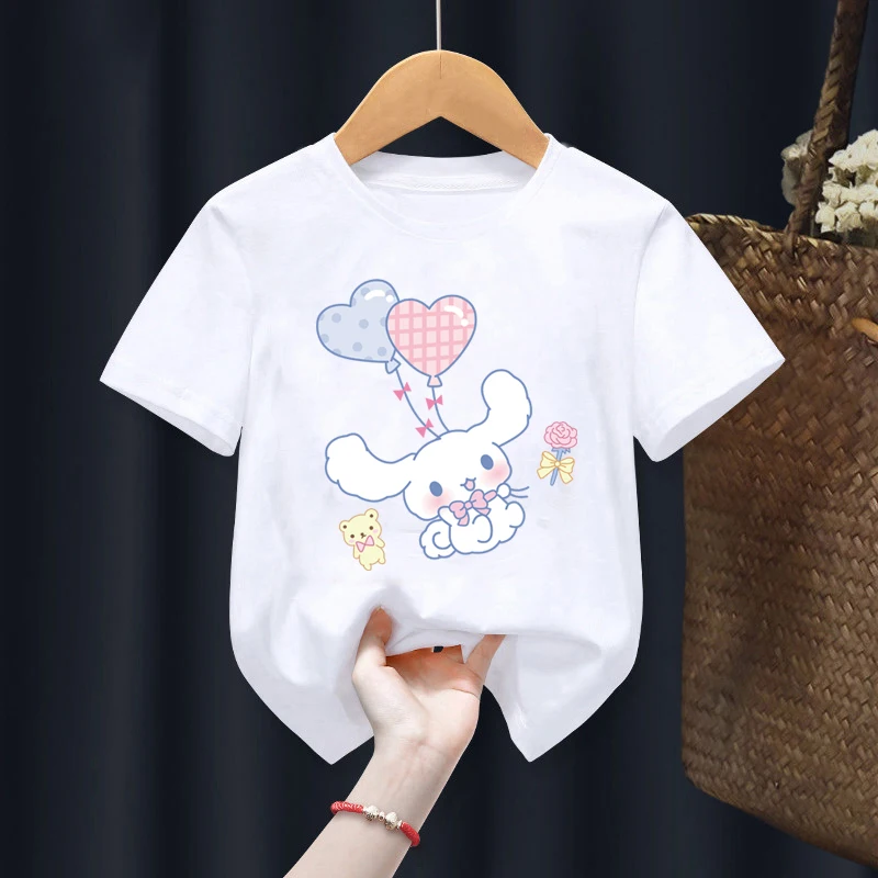 

Cinnamoroll Children T-Shirt Kawaii T Shirt Sanrio Anime Cartoons Children Casual Clothes Tee Shirt Kid Girl Boy Fashion Y2K Top