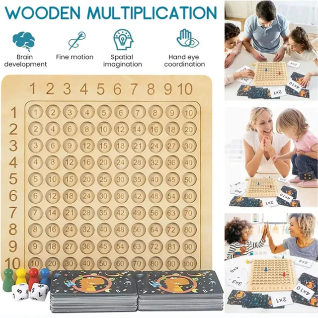 Madeira montessori multiplicação jogo de tabuleiro crianças aprendizagem  brinquedos educativos matemática contagem cem placa interativa brinquedo