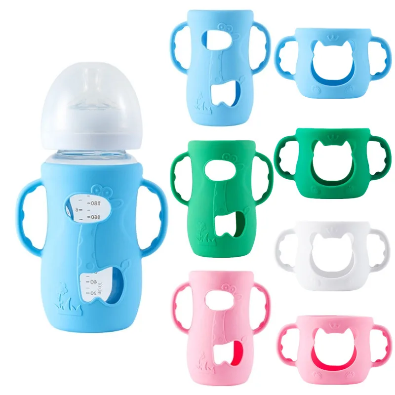 1PC Soft Silicone Baby Bottle Holder Easy-to-grip Silicone Baby Feeding Bottle Sleeves with Handle For 120/240ml Avent Bottle