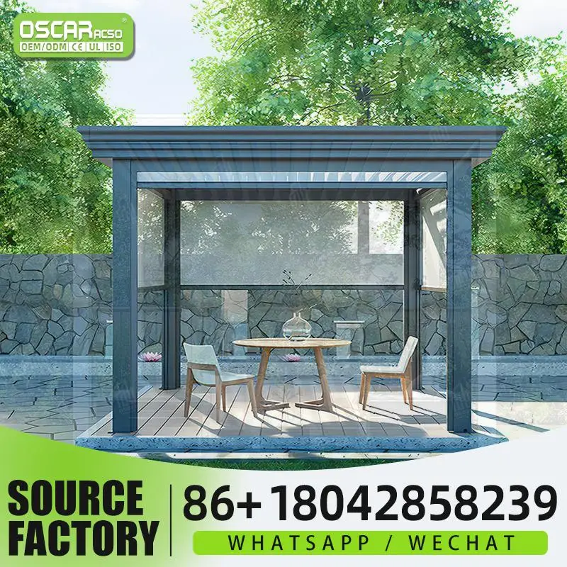 Outdoor Wall Mounted Waterproof Louvered Roof Cover Motorized Canopy Pergola for Garden Patio Balcony pergola