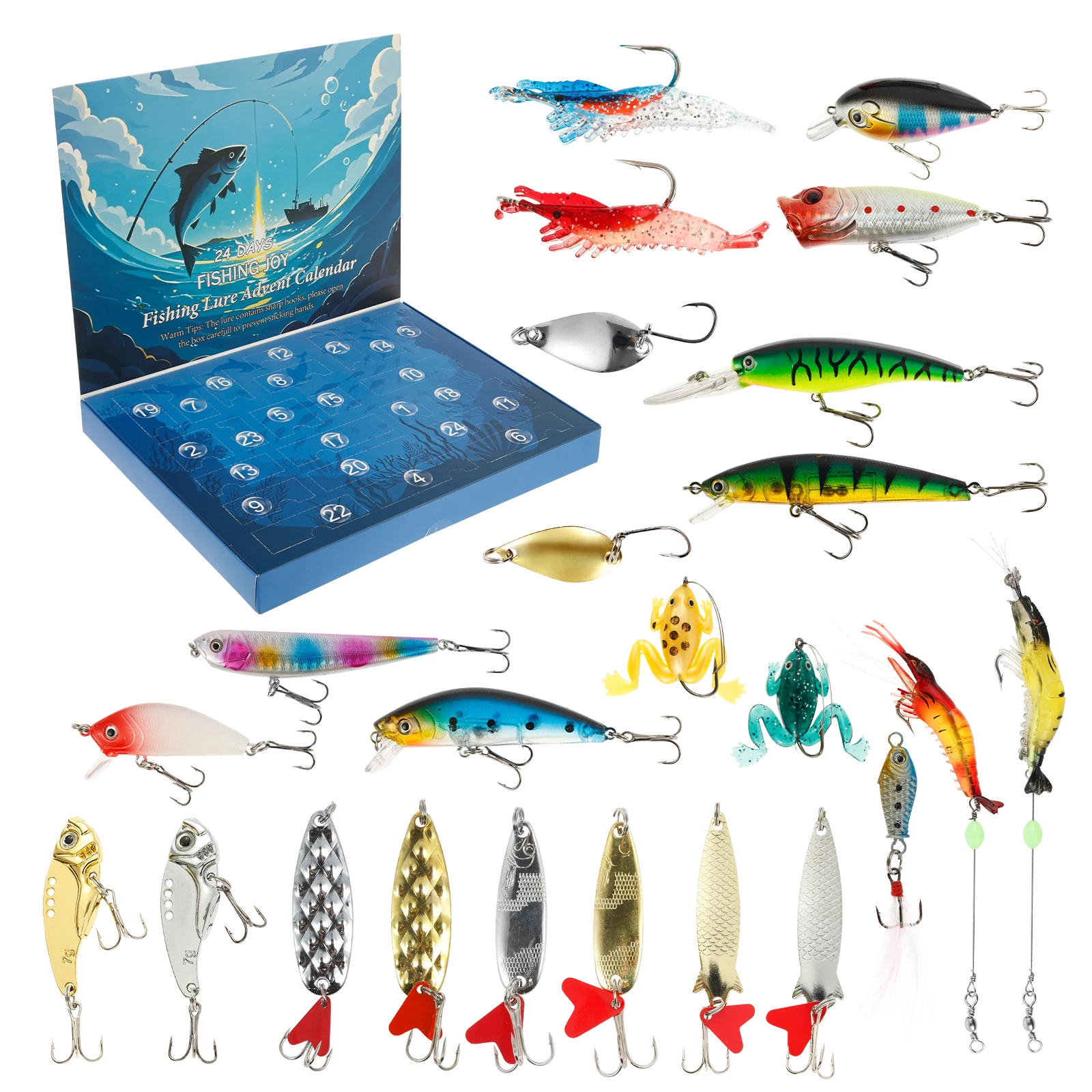 Advent Calendar Fishing Lure Christmas Countdown 24 Days Fishing Bait Set for Adult Men Teen Boys 2025 Xmas Surprise Gifts