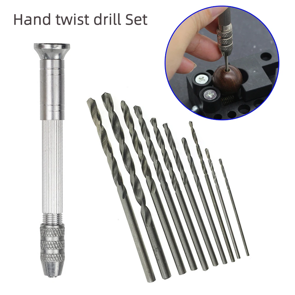 

11pcs Mini Micro Hand Drill Set 0.8-3mm Woodworking Drilling Tools For Models Hobby DIY Jewelers Diamond Drilling Rotary Tool