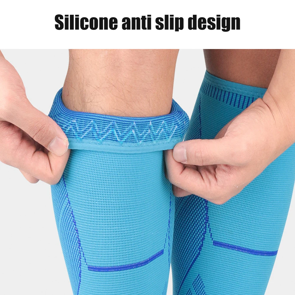 Calf Compression Sleeves Football Leg Warmers 1Pcs Professional Sport Compression Leg Sleeve Basketball Calf Support Antiskid Shin Guard Cycling Leg Warmers Sun UV Protection