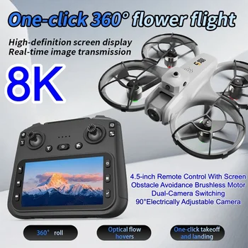 Drone 8K con Doppia Fotocamera HD Commutabile, Brushless, WiFi FPV, Evitamento Ostacoli, Schermo da 4,5 Pollici, Quadricottero RC