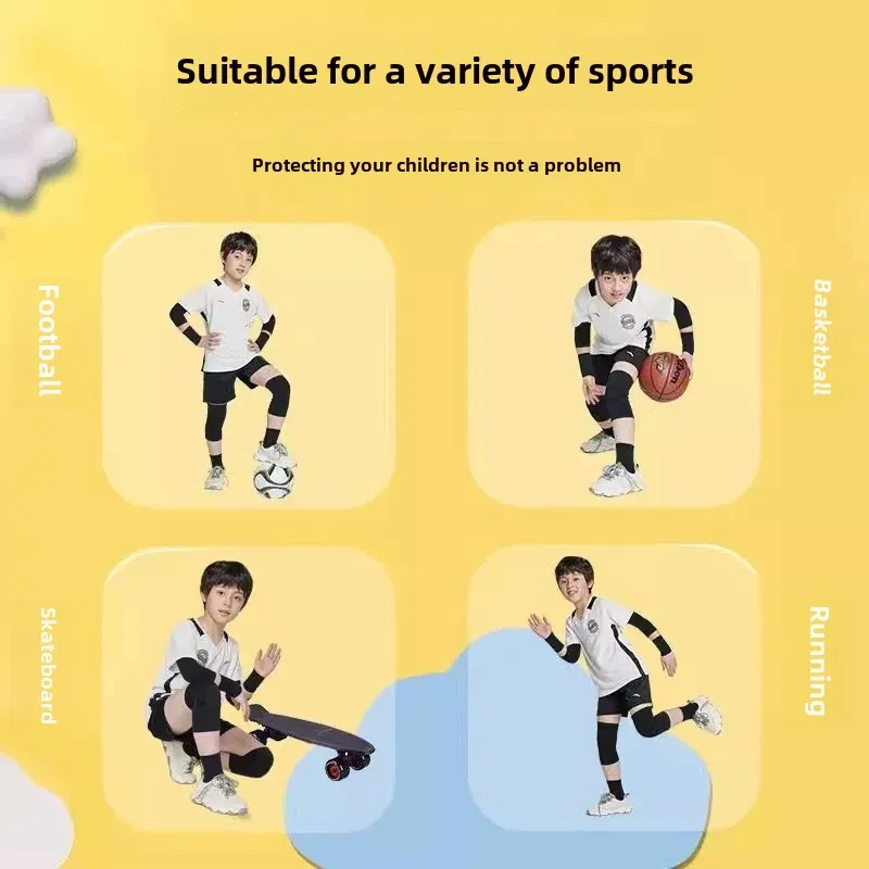 Children's Nylon Knee Joint Protector Elbow Wrist Ankle Suit Basketball Dancing Roller Skating Training Warm Knee Pads