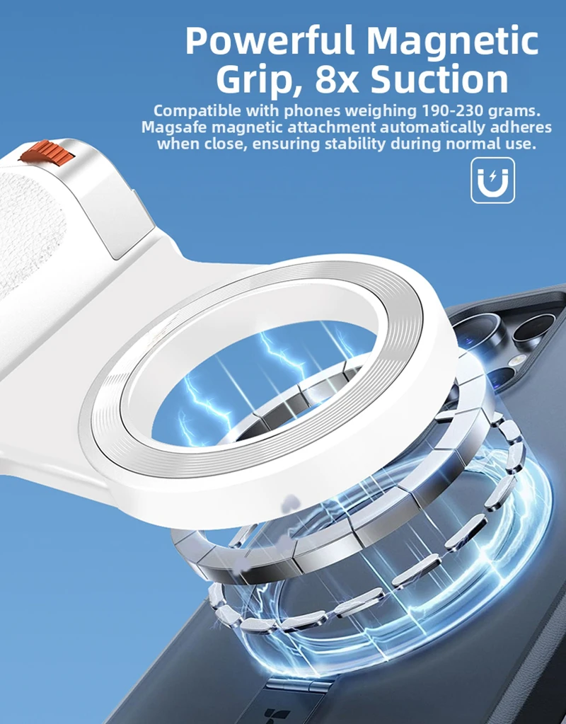 Magnetischer Bluetooth-Kameragriff mit Zoom, Auslöser, Aufhelllicht, Fernbedienung und tragbarer Handy-Stabilisator_voghion.com