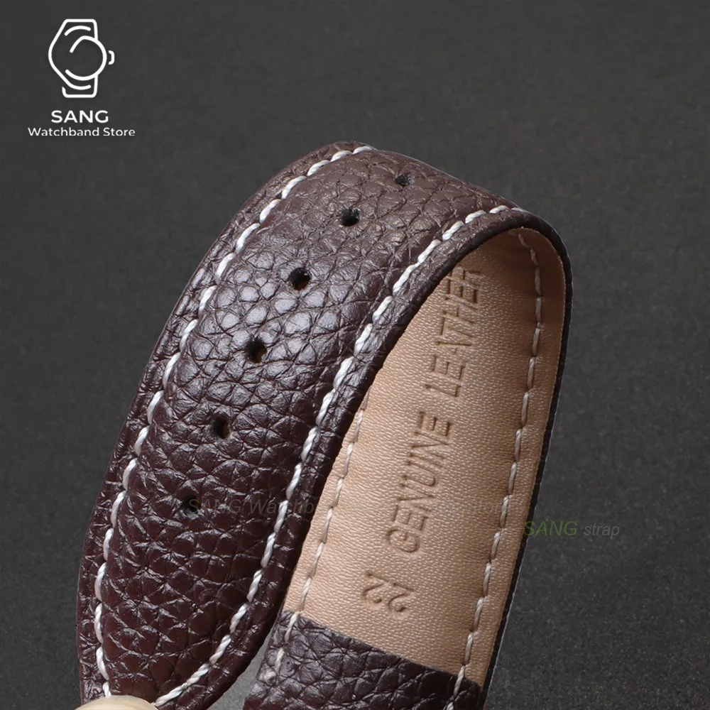 Universal Leather Watchband with Solid Buckle - Calfskin Strap