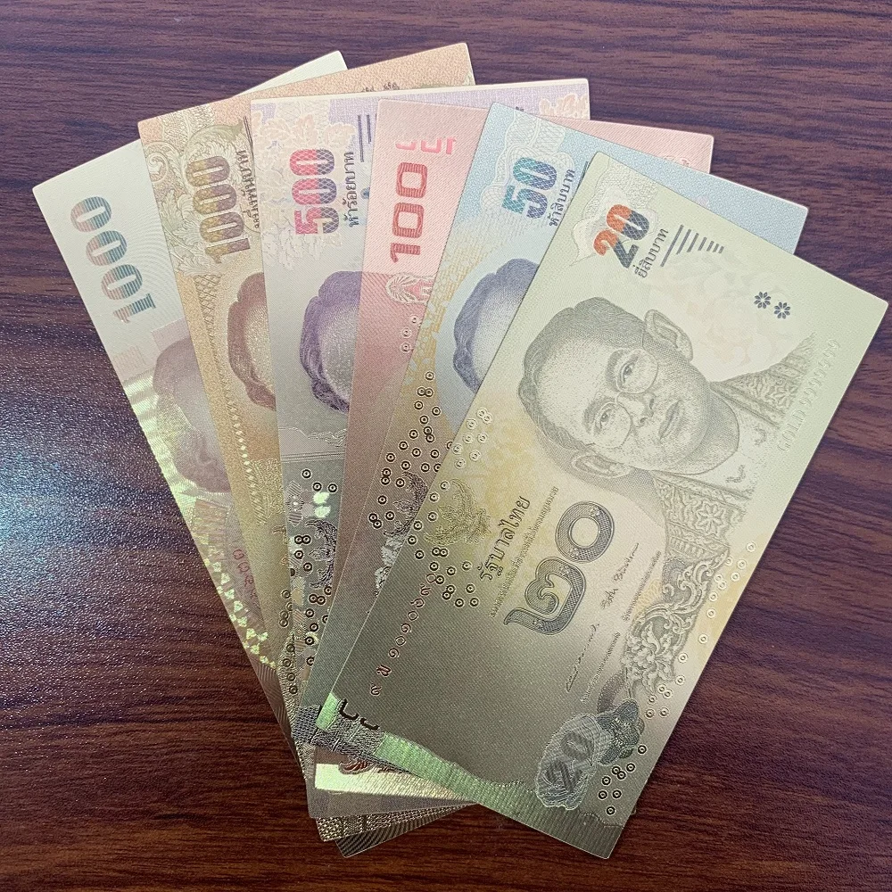 Description Picture 6 of item6Pcs/Lot Asian Currency Thai Gold Banknote set20.50.100.500.1000 Baht Money in 24k Gold Plated Banknote for Christmas Gifts