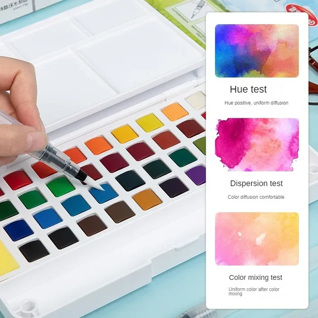 Set di colori ad acquerello da 12/24/36/48 colori con penne a pennello ad acqua, materiali artistici, per artisti, amatoristi e amanti della pittura 2