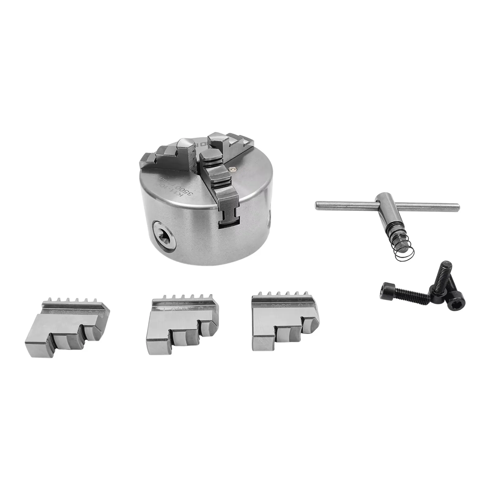 80mm/100mm/125mm 3-Jaw Self-Centering Chuck Adjustable Lathe Chuck Tools Set with Wrench for Clamping Milling Drilling Turning
