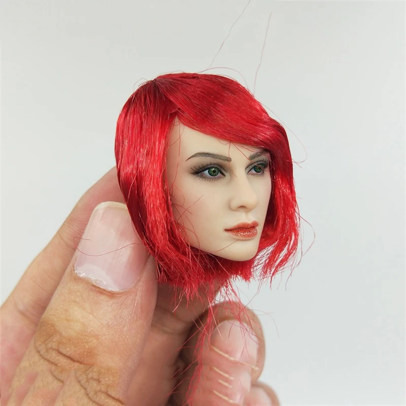 

In Stock 1/6 TBLeague PL2020-173A Knight Of Fire Red Short Hair Female Head Sculpture For 12inch Action Figures Accessories