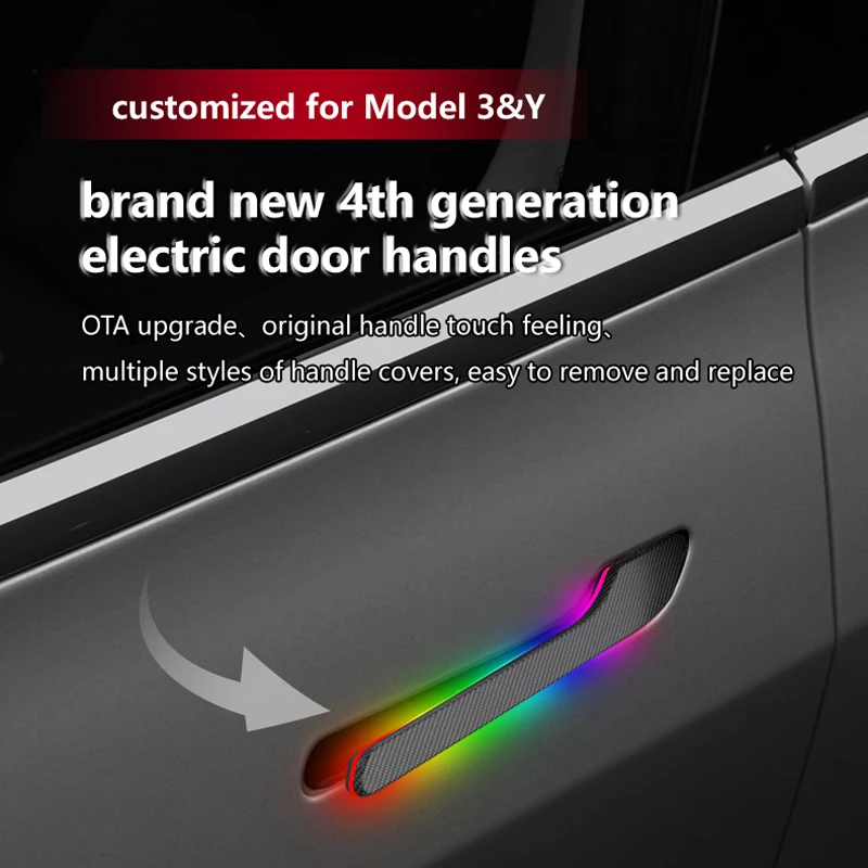 

Upgraded Smart Integrated Electric Door Handles with Colorful LED Lights for Tesla Model 3 Y 2018-2022 Automatically Open Handle