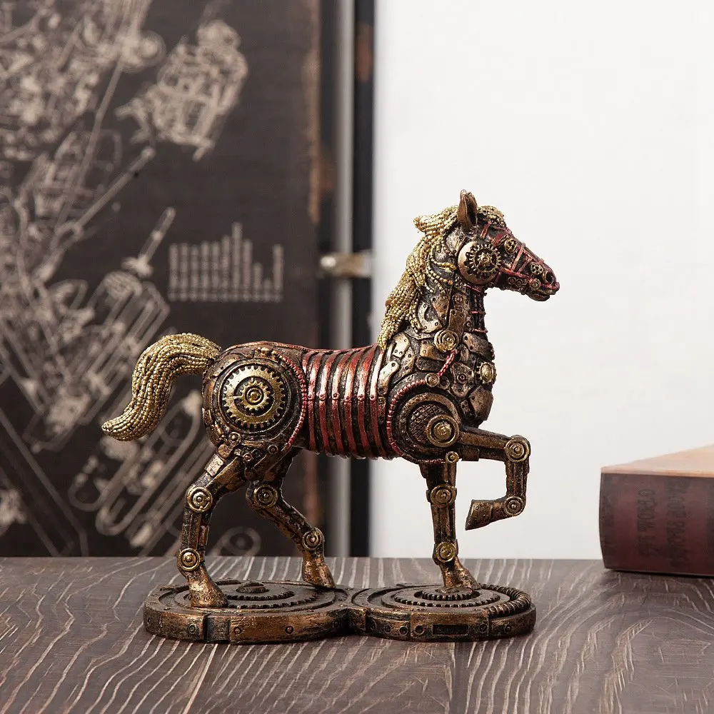 

Vilead Steampunk Prancing Horse Statue Handmade Resin Sculptures Rabbit Elephant Whale Octopus Sea bass Dog Home Decoration