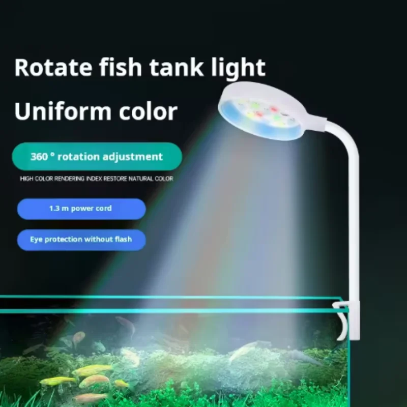 Aquarium Light With Adapter LED Clip On Fish Tank Light, Small Full Spectrum USB Light 360° Rotation Lighting Aquarium Light With Adapter LED Clip On Fish Tank Light, Small Full Spectrum USB Light 360° Rotation Lighting