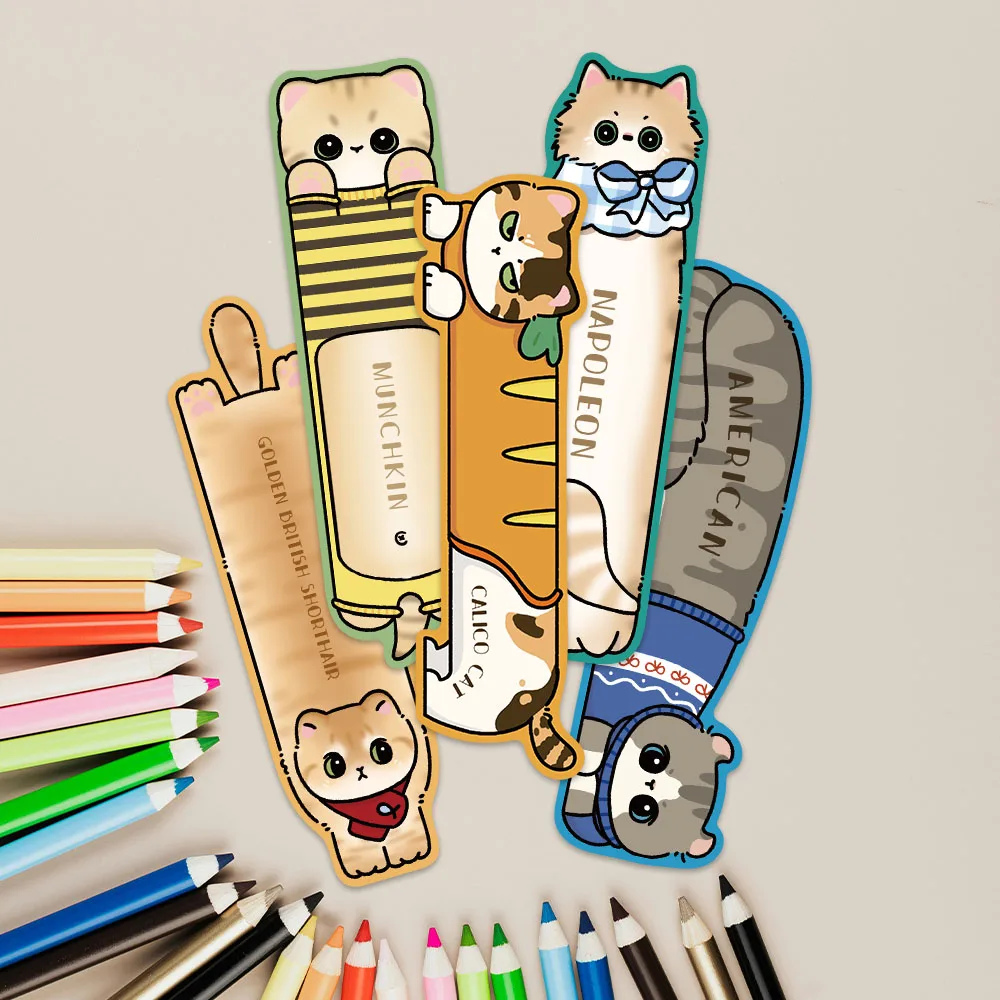 30pcs Cute Cartoon Pets Cats Paper Bookmarks DIY Students Readers Gift Library Office Book Journal Page Markers