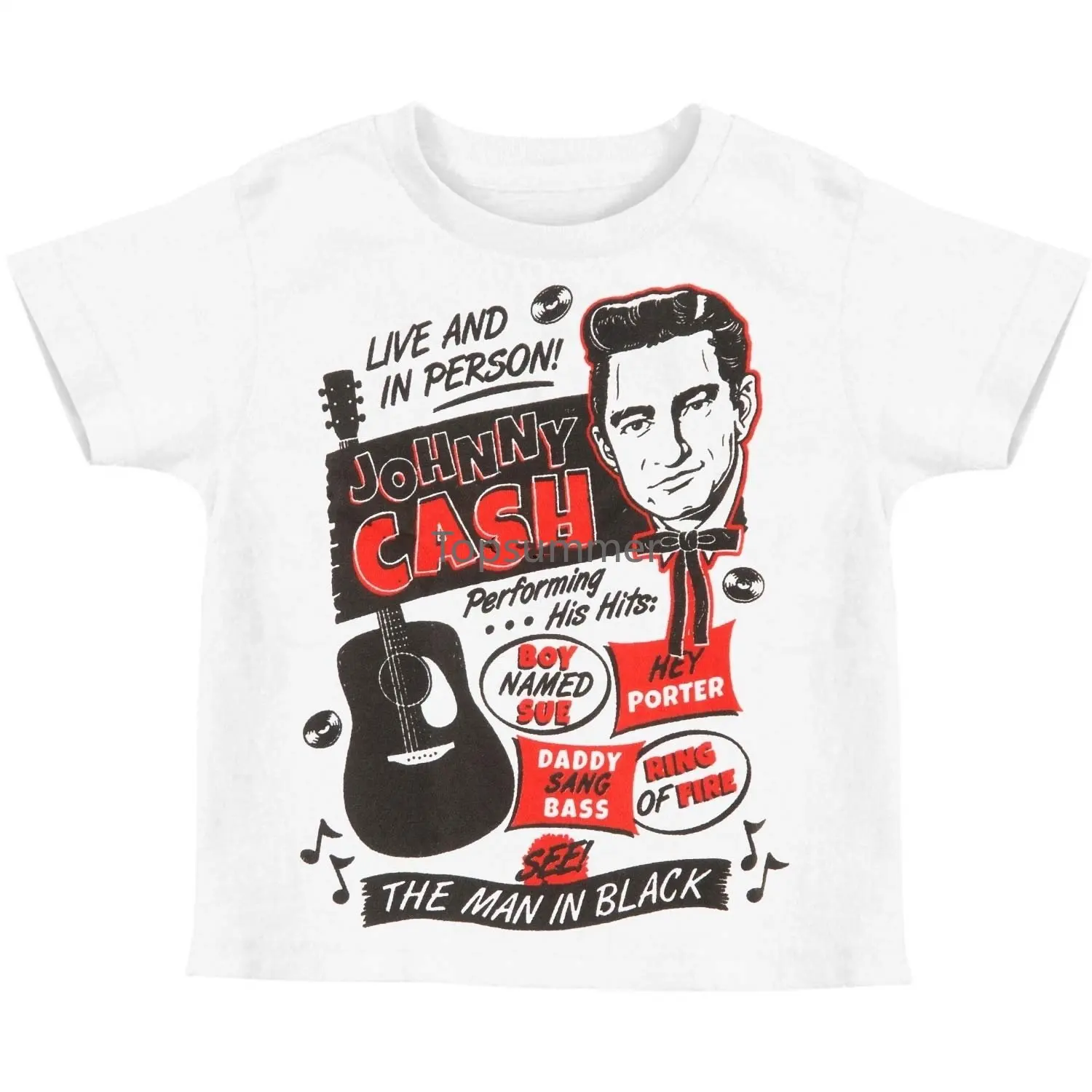 

Johnny Cash Boys' Live And In Person Toddler Tee Childrens T-Shirt White