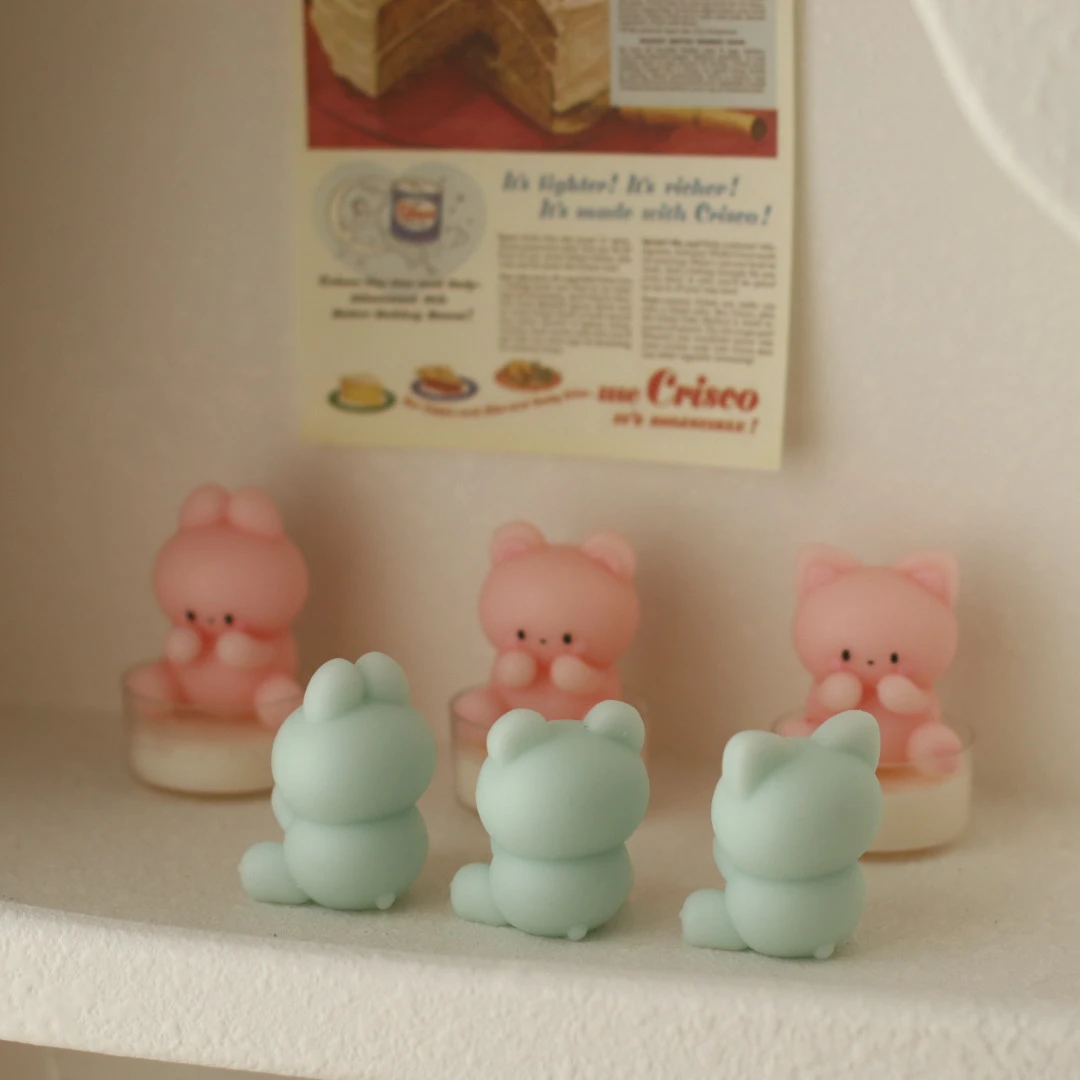 Cute Animal Rabbit Bear Cat Silicone Candle Mold DIY Chocolate Baking Cake Mold 3D Bunny Gypsum Silicone Handmade Soap