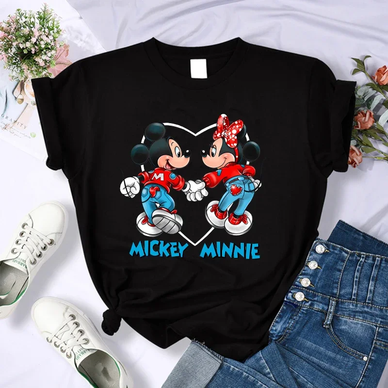 thumbnail image 1 of Camiseta de algodón de verano para niños, bonita camiseta con estampado de Mickey Y2k, gorro de Minnie Mouse, ropa de moda para niño y niña, camisetas Kawaii Disney para bebé, 1 of 5