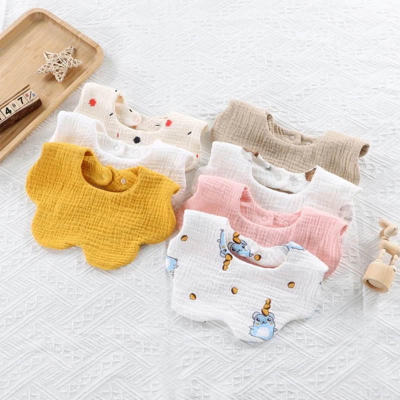 

Baby Bibs Newborn Feeding Bib Cotton Saliva Towel 360 Degree Burp Cloth Skin-Friendly Infant Unisex Snap Bibs Baby Essential