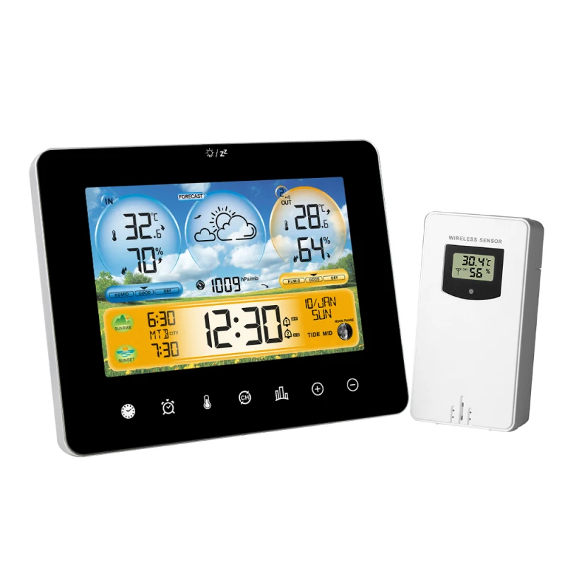 Weather Station Thermometer with Remote Sensors and Touch Color Screen Weather T