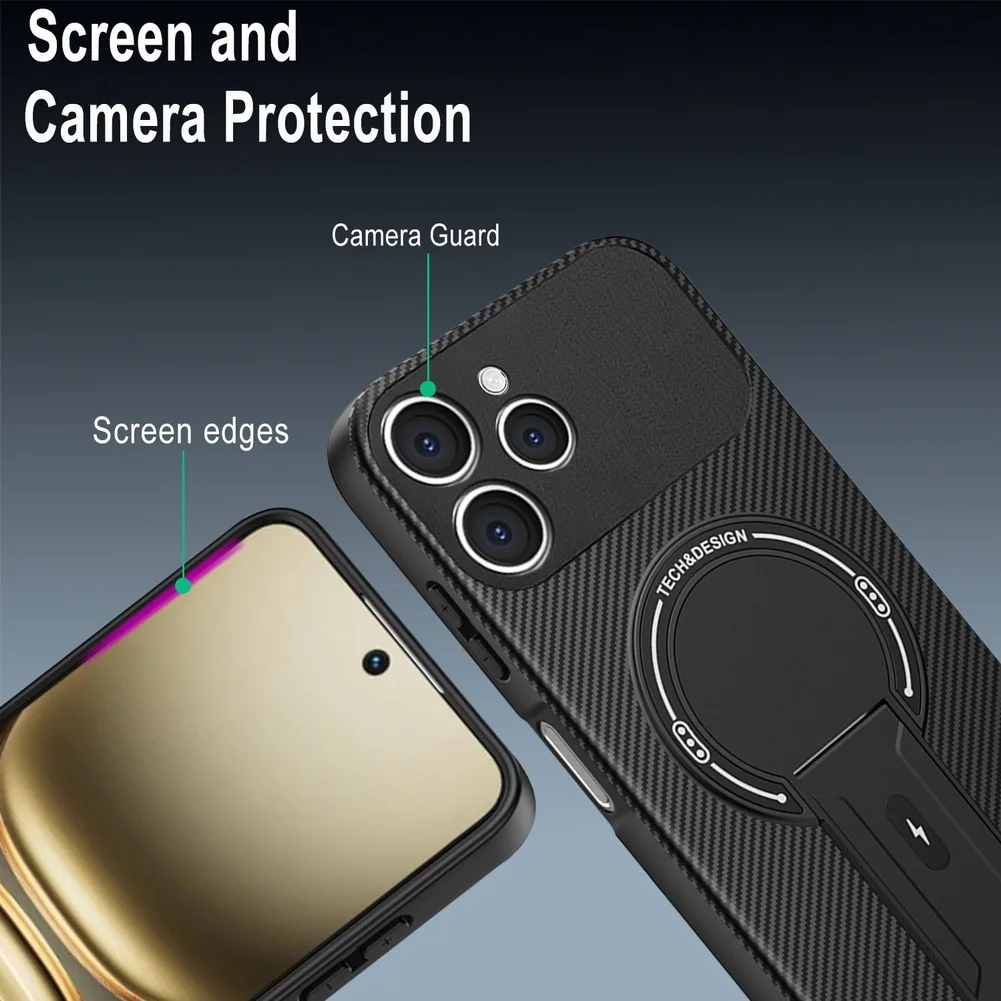 Carbon Fiber Invisible Stand Holder with Built-in Magnetic Ring Case