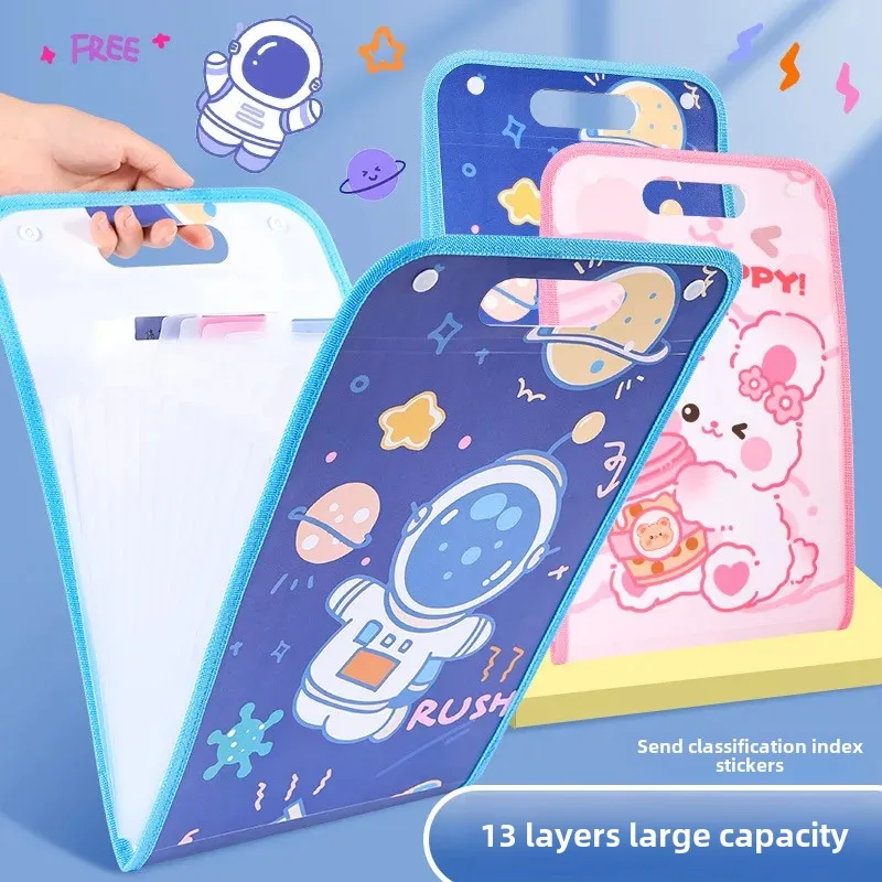 A4 Handheld Accordion File Folder Large Capacity Document Storage Bag Exam Paper Roll Organizer Student Small Student Document H