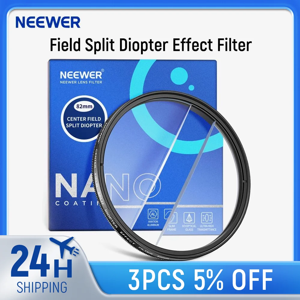 NEEWER 58/67/77/82mm bidang tengah Diopter Filter efek, kamera